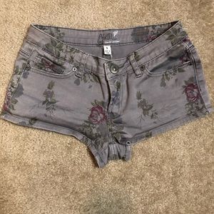 Floral Grey Jean Shorts